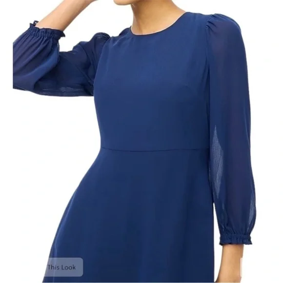 NWT J Crew Mini dress with flounce hem and sheer sleeves - Picture 3 of 9